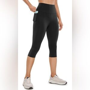CRZ YOGA Womens Butterluxe Workout Capri Leggings with Pockets 17 Inches Size L